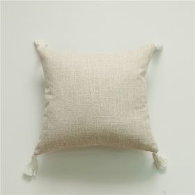 Cotton And Linen Tassel Handmade Pillow Cover (Option: 45x45cm Without Core-White With Tassel)