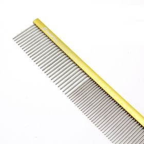 Colorful Comb Beautician Competition Beauty Styling Comb Rounded Needle Aluminum Alloy Stainless Steel Pet Comb (Option: L-Gold)