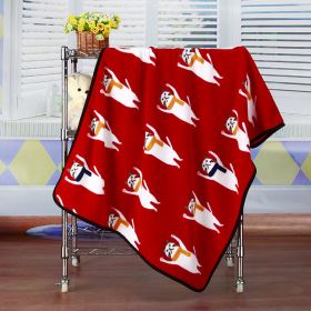 Flannel Coral Fleece Blanket Printed Air Conditioning Blanket Pet (Option: Raise Your Hand Cat Red-100x75cm)