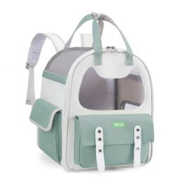 Pet Bag Large Capacity Portable Foldable Portable Cat Backpack (Color: Green)