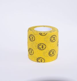 Printed Bandage Pet Out Anti-dirty Adhesive Bandage Non-woven Elastic Bandage (Option: Yellow Smiling Face-25X45MM)