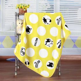 Flannel Coral Fleece Blanket Printed Air Conditioning Blanket Pet (Option: Polka Dot Bullfight Yellow-100x75cm)