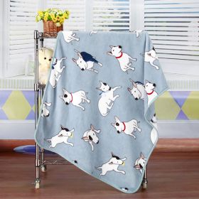 Flannel Coral Fleece Blanket Printed Air Conditioning Blanket Pet (Option: Bull Terrier Blue-100x75cm)