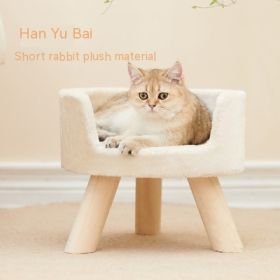 Solid Wood Cat Nest Semi-enclosed Winter Warm (Option: Han Rabbit White)