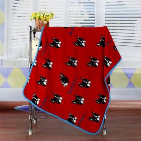 Flannel Coral Fleece Blanket Printed Air Conditioning Blanket Pet (Option: Little Bullfight Red-100x75cm)