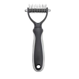 Dogs And Cats Stainless Steel Knife Pet Hair Unknotting Comb (Option: Small Size Gray-Opp Bag)