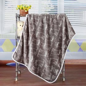 Flannel Coral Fleece Blanket Printed Air Conditioning Blanket Pet (Option: Line Cat Gray-100x75cm)