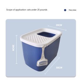 Pet Litter Box Fully Enclosed Top-in Oversized (Option: Blue-58x39x39cm)