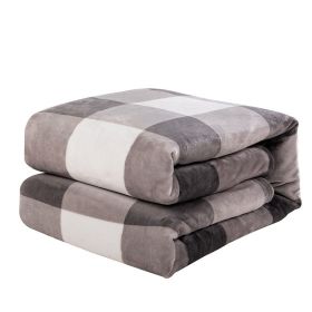 Plaid Flange Blanket Fluff Print Coral (Option: Gray And White Plaid-230x265)