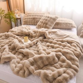 Rabbit Velvet Blanket Thickened Double-sided Fleece Bedroom Cover Blanket (Option: Dehaired Angora Light Brown-100x150cm)