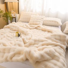 Rabbit Velvet Blanket Thickened Double-sided Fleece Bedroom Cover Blanket (Option: Dehaired Angora Beige-100x150cm)