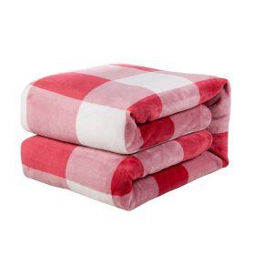 Plaid Flange Blanket Fluff Print Coral (Option: Red And White Plaid-230x265)