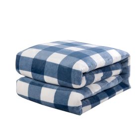 Plaid Flange Blanket Fluff Print Coral (Option: Blue And White Small Checks-230x265)