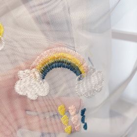 Embroidered Balcony Mesh Curtains Rainbow White Clouds Mosquito Screen Windows (Option: New Rainbow Network Yarn-Casual Cuts 1m)