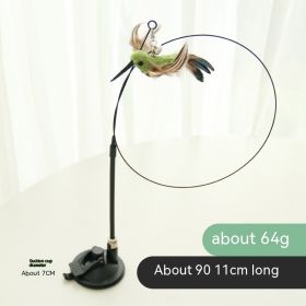 Simulation Bird Sucker Feather Long Steel Wire Long Brush Holder Teasing Cat Stick Replacement Head Cat Toy Pet (Option: Green bird with long beak)