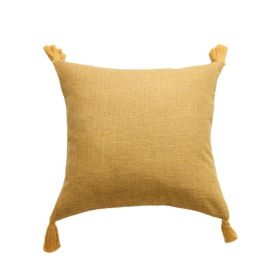 Cotton And Linen Tassel Handmade Pillow Cover (Option: 45x45cm Without Core-Yellow Strap Tassel)