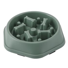 Anti-choke Pet Bowl New Anti-tumble Dog Bone Slow Food Single Bowl (Option: Forest Green)