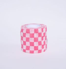 Printed Bandage Pet Out Anti-dirty Adhesive Bandage Non-woven Elastic Bandage (Option: Pink And White Plaid-50X45MM)