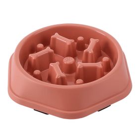 Anti-choke Pet Bowl New Anti-tumble Dog Bone Slow Food Single Bowl (Option: Cameo Red)