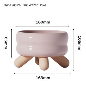 Food Water Pet Ceramic Color Feeding Dogs And Cats Supplies Bowl (Option: Thin Cherry Pink Water Bowl)