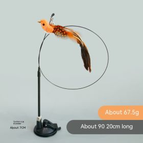 Simulation Bird Sucker Feather Long Steel Wire Long Brush Holder Teasing Cat Stick Replacement Head Cat Toy Pet (Option: Orange Bird)