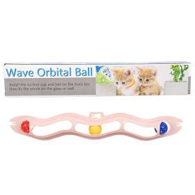 Wavy Pet Sucker Track Ball Cat Toy Adhesive Glass Wall Cat Supplies (Option: Pink-Length About 57cm Width 10cm)