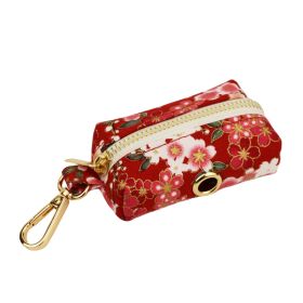 Japanese Floral Dog Collar Alloy Buckle Hand Holding Rope Pet Collar (Option: Dog Poop Bag-S)