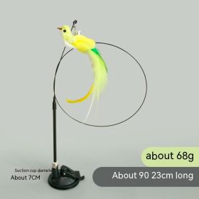 Simulation Bird Sucker Feather Long Steel Wire Long Brush Holder Teasing Cat Stick Replacement Head Cat Toy Pet (Option: Green Feathered Bird)